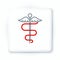 Line Caduceus snake medical symbol icon isolated on white background. Medicine and health care. Emblem for drugstore or
