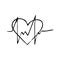 line cardiogram and heart hand drawn doodle. , scandinavian, nordic, minimalism, monochrome. icon. health, heartbeat