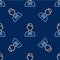 Line Casino dealer icon isolated seamless pattern on blue background. Casino croupier. Vector