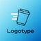 Line Coffee cup to go icon isolated on blue background. Colorful outline concept. Vector