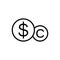 line coins icon on white background