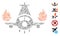 Line Collage Airplane Engines Burn Icon