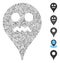 Line Collage Angry Smiley Map Marker Icon