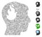 Line Collage Brain Fire Icon