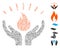 Line Collage Fire Care Hands Icon