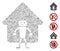 Line Collage Home Robot Icon