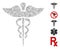 Line Collage Medicine Caduceus Symbol Icon