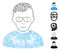 Line Collage Nerd Guy Icon