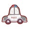 Line color emergency police car transport with siren