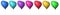 A line of color heart shape balloons