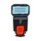 Line color vector icon digital photographer professional equipment. Photography art. Photographic camera compact power