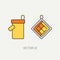 Line color vector kitchenware icons - oven-glove. Cutlery tools. Cartoon style. Illustration and element for your design