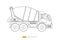 Line concrete truck vehicle icon. Mixer cement truck side view flat design. Isolated heavy industry equipment machine.