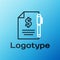 Line Contract money and pen icon isolated on blue background. Banking document dollar file finance money page. Colorful