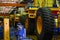 Line, conveyor for the production of large yellow career dump trucks, mining trucks