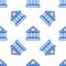 Line Courthouse building icon isolated seamless pattern on white background. Building bank or museum. Colorful outline