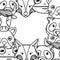 Line cute heads of wilds animals background