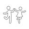 Line dancer couple icon. Latin, tango, salsa girl, boy pose outline icon. Editable stroke pictogram couple. Isolated