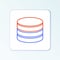 Line Database icon isolated on white background. Network databases, disc with progress bar. Backup concept. Colorful