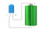 A line diagram of a light emitting diode and a battery