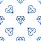 Line Diamond icon isolated seamless pattern on white background. Jewelry symbol. Gem stone. Colorful outline concept