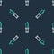 Line Diving knife icon isolated seamless pattern on black background. Vector