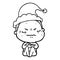 line drawing of a annoyed old lady wearing santa hat