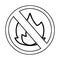 line drawing cartoon of a no fire allowed sign