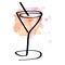 A line drawing of a cocktail with a watercolour texture, a vector