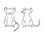 Line drawing of cute standing mouse. Vector graphic illustration of pet, character mouse isolated on white