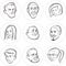 Line drawing of diverse people faces