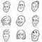 Line drawing of diverse people faces