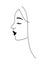 Line drawing, elegant portrait of young woman with closed eyes. Logo for beauty products, beauty salon. Attractive