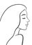 Line drawing, elegant portrait of young woman with closed eyes. Logo for beauty products, hair salon. Attractive avatar