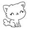 line drawing illustration cute kawaii fluffy cat