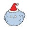 line drawing of a puffer fish wearing santa hat