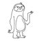 line drawing quirky cartoon sloth