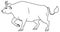 Line drawing of Simple bull. Buffalo with the front leg raised for conservation national park or an agricultural farm logo