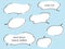 A line drawing speech balloons like a cloud with a wide gap and white painted background