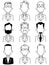 Line drawings of various upper body of anonymous men in suits