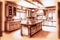 Line drawn kitchen with soft shading