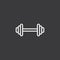 Line dumbbell icon on dark background