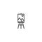 Line easel thin icon on white background