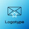 Line Envelope with star icon isolated on blue background. Important email, add to favourite icon. Starred message mail