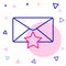 Line Envelope with star icon isolated on white background. Important email, add to favourite icon. Starred message mail