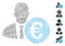 Line Euro Banker Icon Vector Mosaic