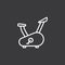 Line exercise bike icon on dark background