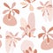 Line exotic magnolia flowers illustration pattern. Contemporary floral seamless pattern.