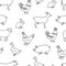 Line Farm animals Seamless pattern