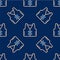 Line Fishing jacket icon isolated seamless pattern on blue background. Fishing vest. Vector